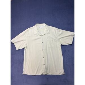 VINTAGE SILK CIRCA 1969 SIZE XXL Yellow Textured Hawaiian Short Sleeve  ButtonUp